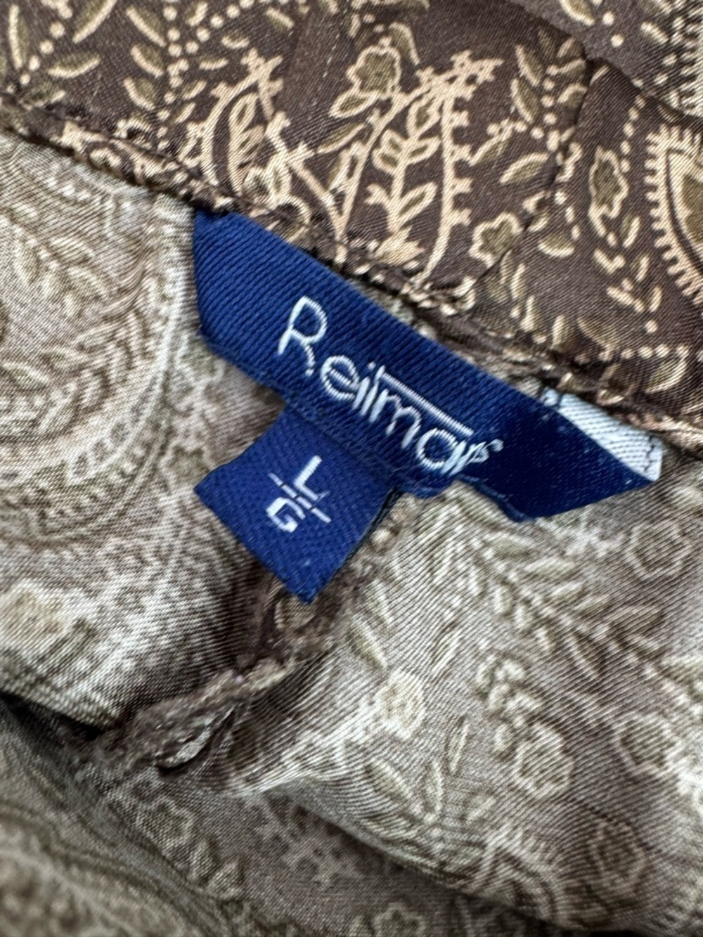 Reitmans pants flare leg flowy gold shiny Brown Paisley-Print Wide Leg Pants - Picture 7 of 10
